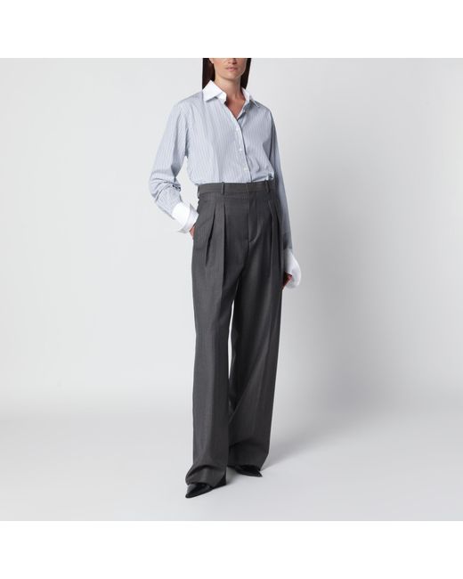 Bottega Veneta Gray Mélange Pinstripe Trousers