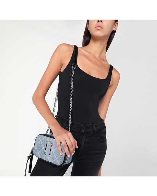 Marc Jacobs Gray Kleine Umhängetasche The Snapshot Aus Gestepptem Denim