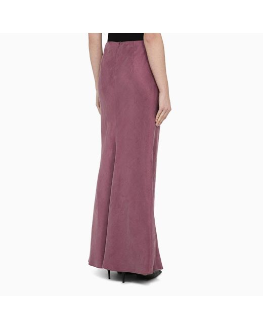 Max Mara Studio Purple Mauve Long Skirt In Linen Blend