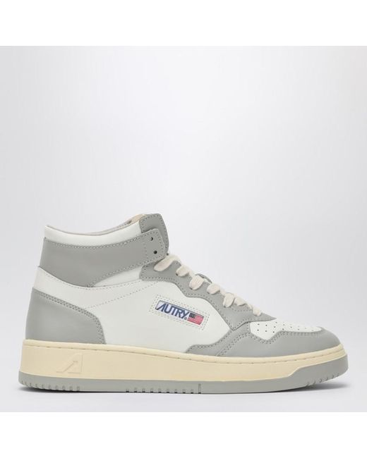 Sneaker medalist mid in pelle bianca/grigia di Autry in White