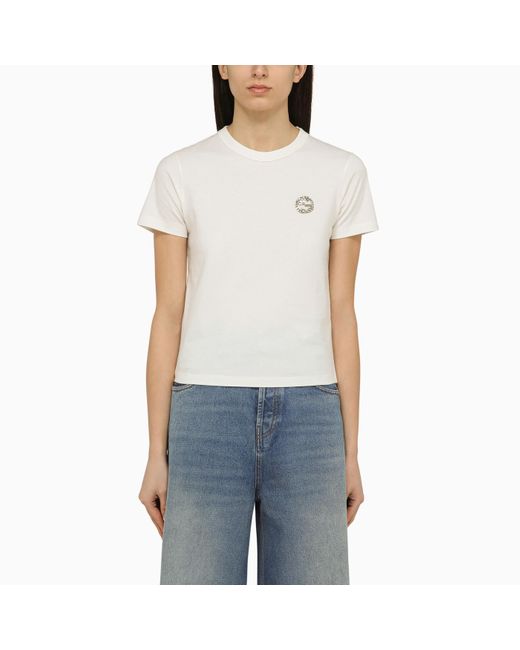 Gucci Blue White Crew-neck T-shirt With Logo