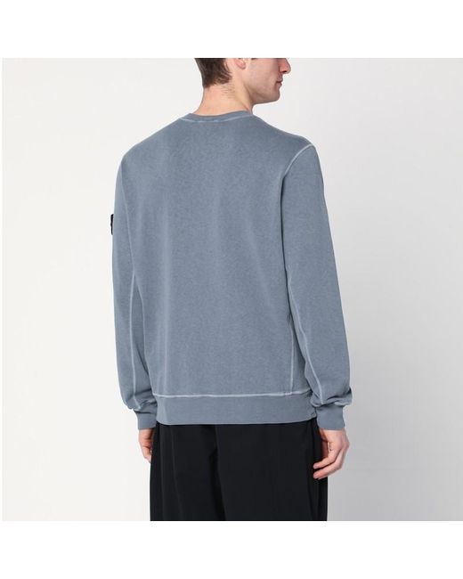 Felpa color avio in cotone di Stone Island in Blue da Uomo