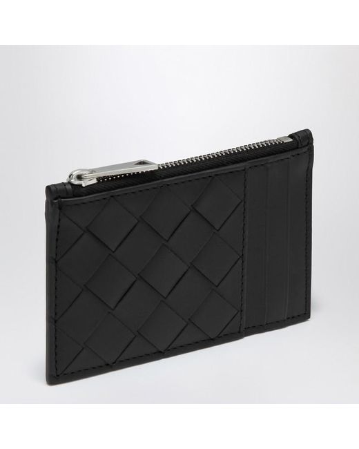 Portacarte in pelle con motivo intrecciato di Bottega Veneta in Black da Uomo