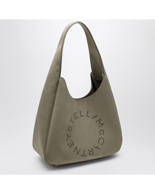 Borsa hobo grande kaki con logo di Stella McCartney in Gray