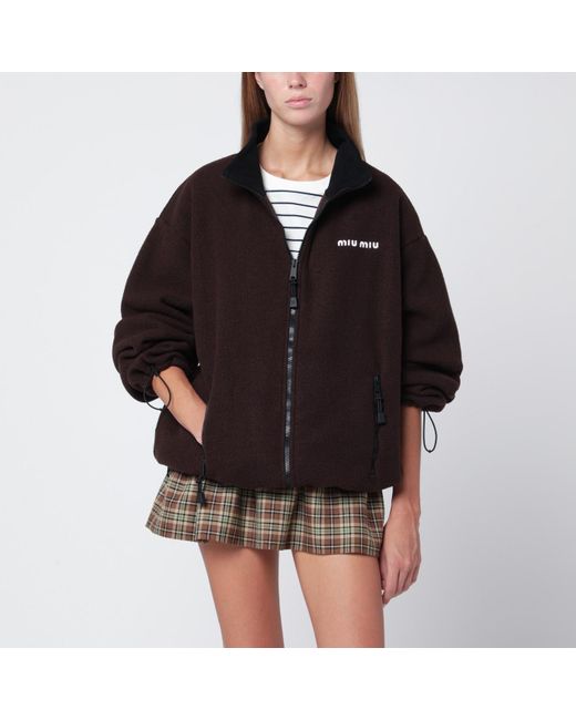 Miu Miu Black Fleece Zip-Up Sweatshirt