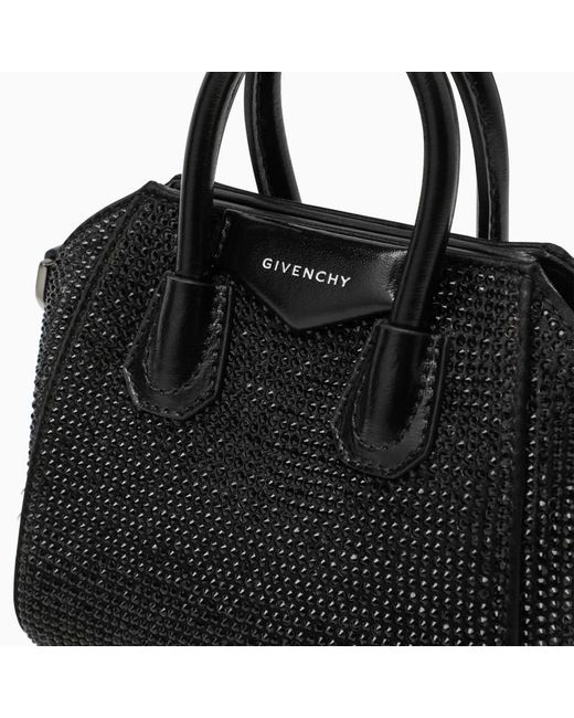 Givenchy Black Schwarze Micro-Tasche Antigona Mit Strasssteinen