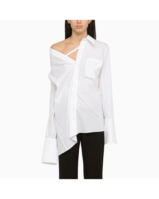 Ann Demeulemeester White Asymmetrical Poplin Shirt