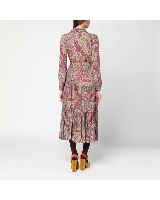 Etro Pink Long Dress With Paisley Print