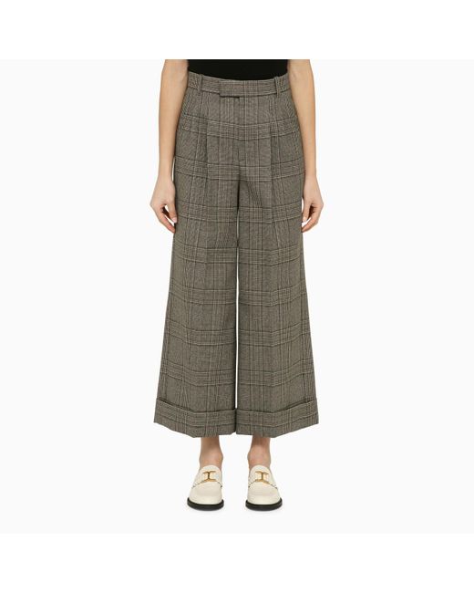 Gucci Brown Prince Of Wales Wool Cropped Trousers