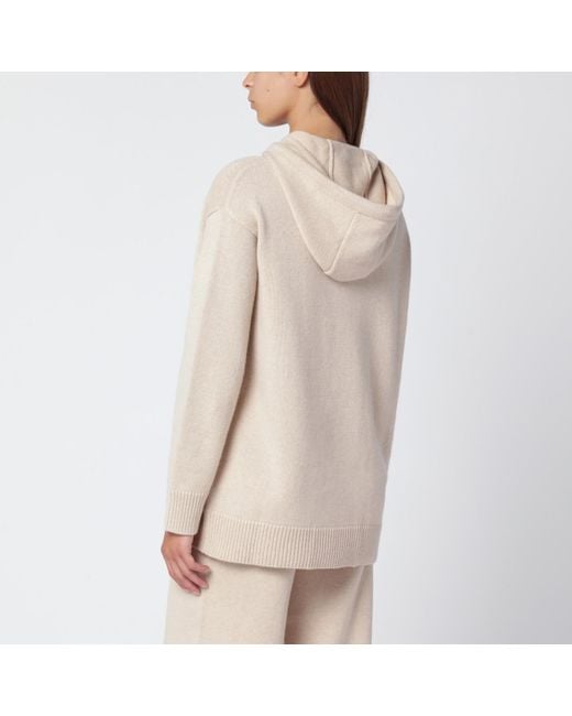 Max Mara Natural Wool And Cashmere Knit Hoodie