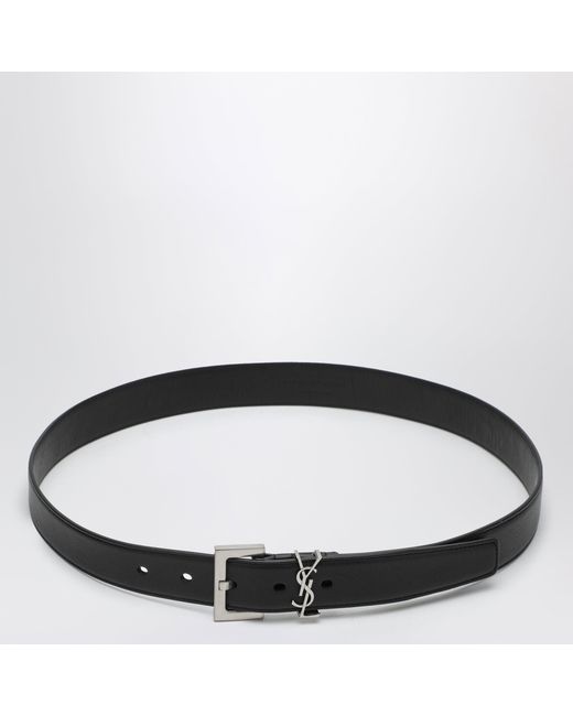 Saint Laurent Brown Cassandre Smooth Leather Belt