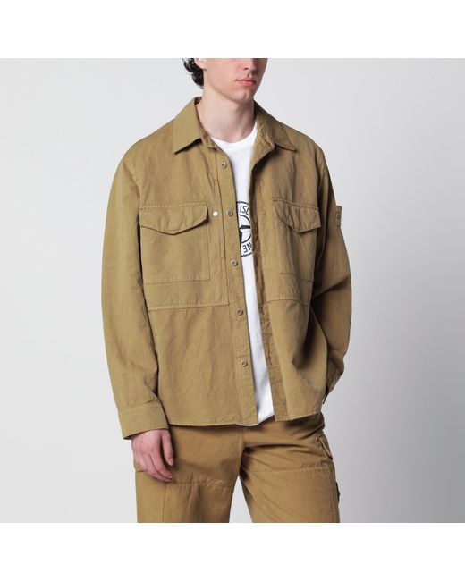 Stone Island Brown Ghost Regular-Fit Cotton-Linen Overshirt for men