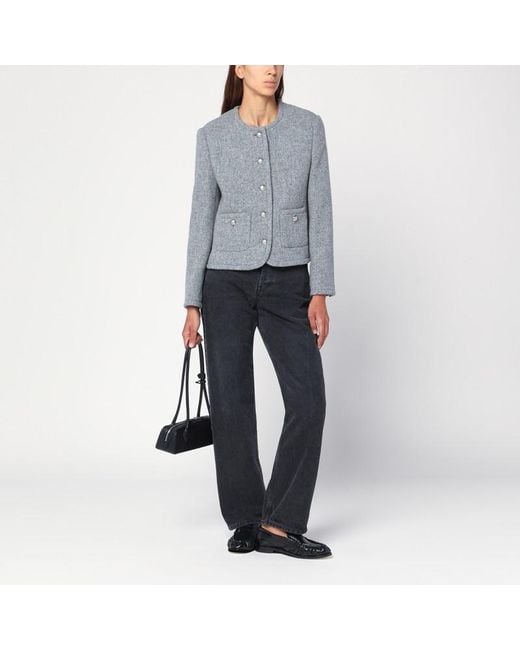 Giacca grigia mélange in tweed di DUNST in Gray