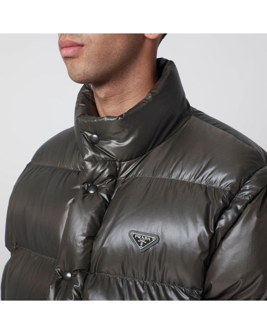 Prada Gray Camouflage Re-Nylon Down Jacket for men