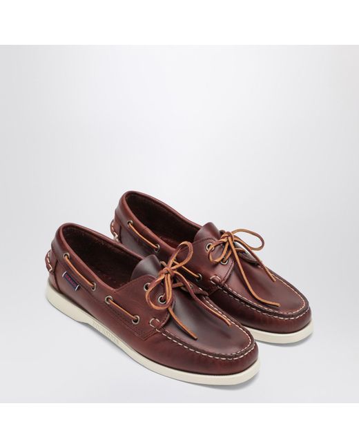 Sebago Red Moccasin Docksides Portland Waxed