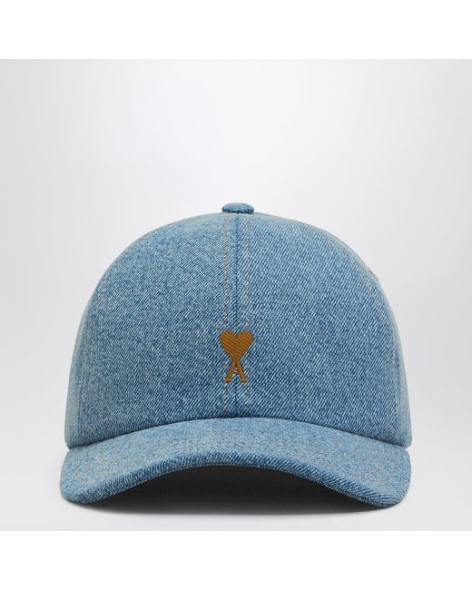 AMI Blue Ami De Coeur Denim Baseball Cap for men