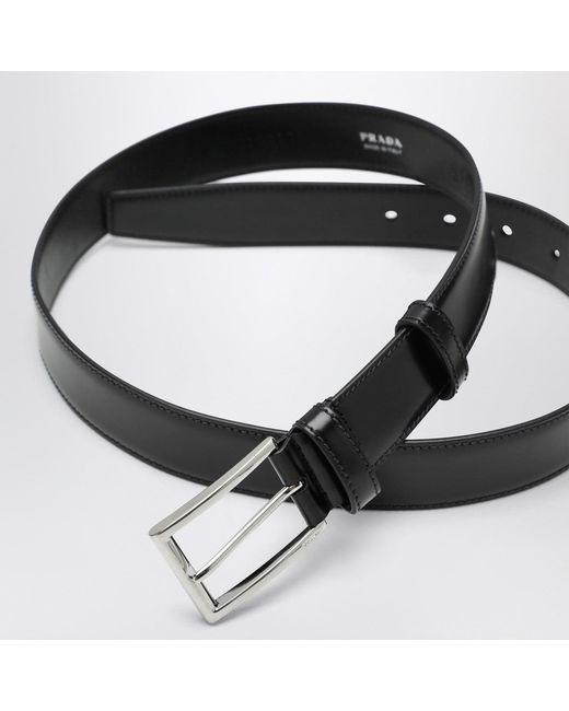 Prada Black Polished Leather Belt for men