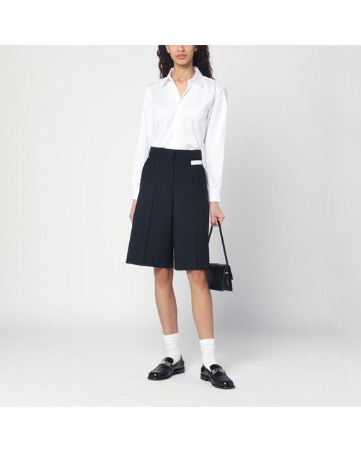 Erika Cavallini Semi Couture Blue Wool Bermuda Shorts