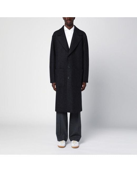 Harris Wharf London Black Anthracite Single-breasted Wool Coat for men