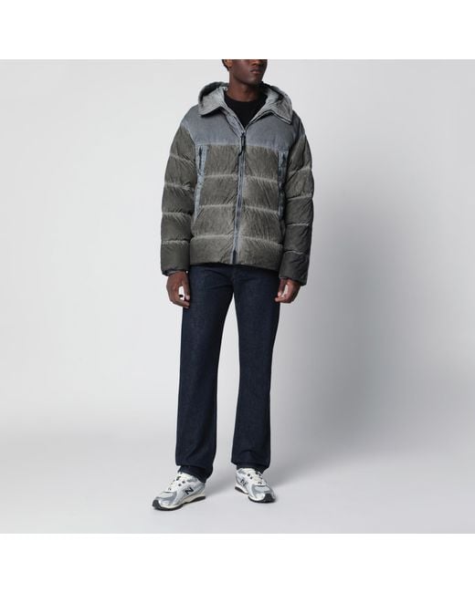 C P Company Gray Eco-Chrome R Mixed Goggle Down Jacket for men