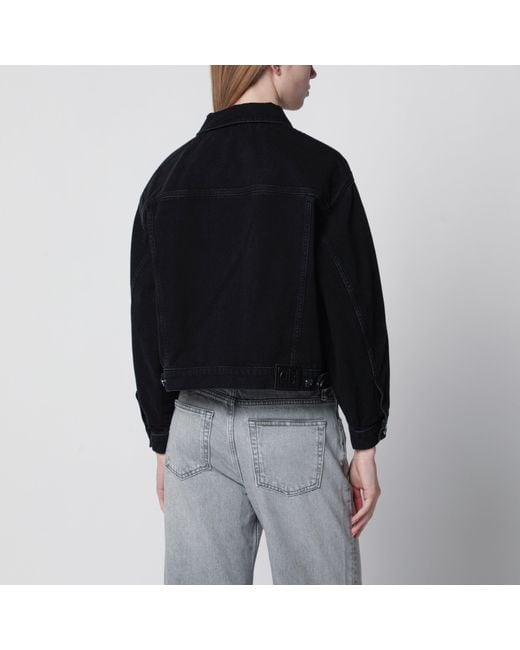 Anine Bing Black Quincy Cropped Denim Jacket