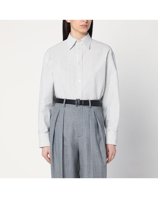 Saint Laurent Gray Cassandre/ Pinstripe Shirt