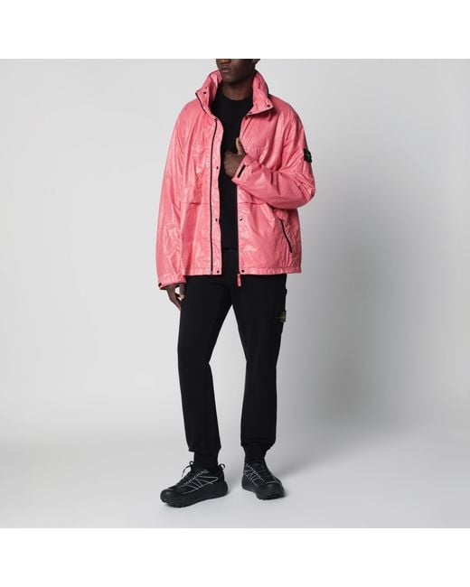 Stone Island Pink Geranium Glossy Nylon Jacket for men