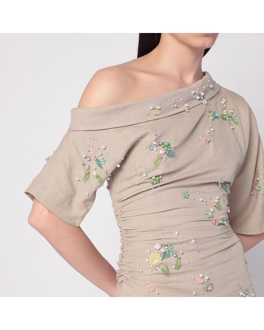Abito bowery embroidered beige di BERNADETTE in Natural