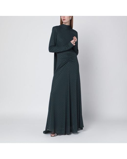 ROTATE BIRGER CHRISTENSEN Blue Long Dress With Rhinestones