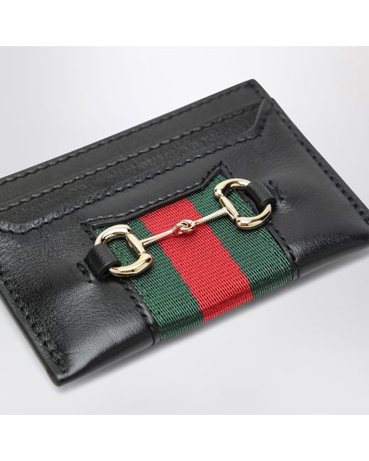 Gucci Black Web Cardholder With Horsebit
