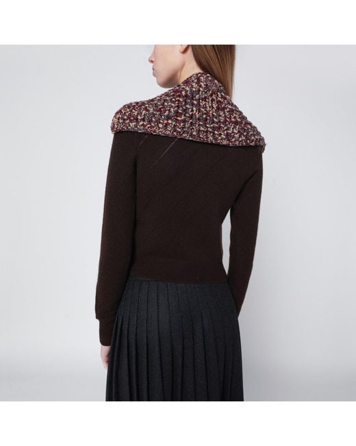 Prada Brown Wool And Cashmere Knit Collar