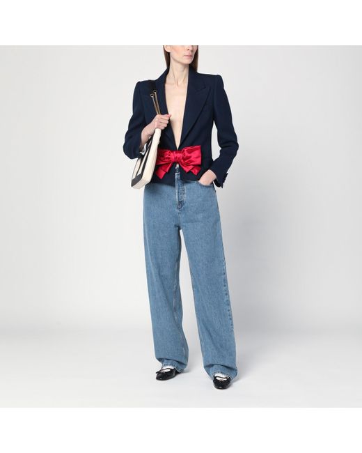 Valentino Blue Viscose Jacket With Bow