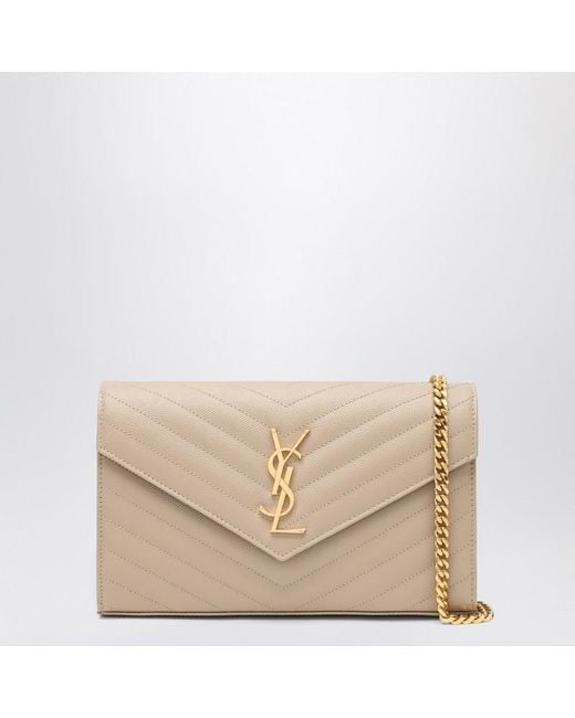 Saint Laurent Natural Cassandre Chain Clutch