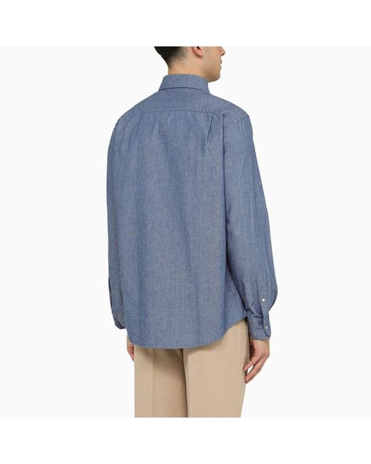 Camicia azzurra in cotone di Loro Piana in Blue da Uomo