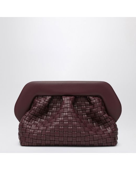 THEMOIRÈ Brown Plum-Coloured Woven Bios Clutch Bag