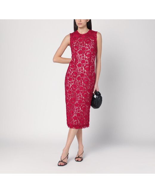 P.A.R.O.S.H. Red Lace Midi Dress