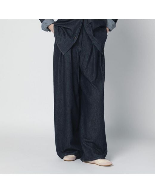 Dries Van Noten Blue Denim Wide-Leg Trousers With Pleats