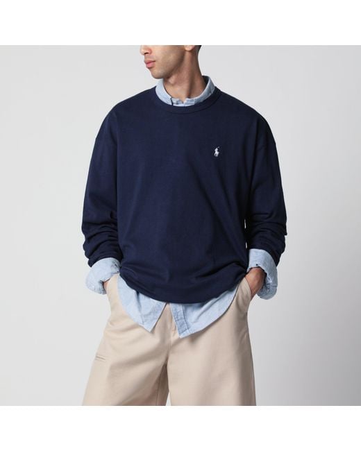 Polo Ralph Lauren Blue Cotton Relaxed-Fit Crewneck Sweatshirt for men
