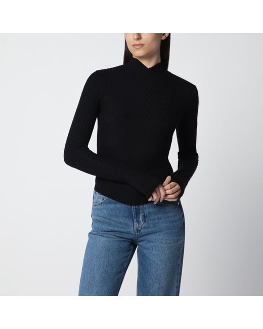 Victoria Beckham Black Georgia Ribbed Sweater