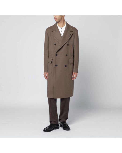 Tagliatore Brown Taupe Doublebreasted Woolblend Coat for men