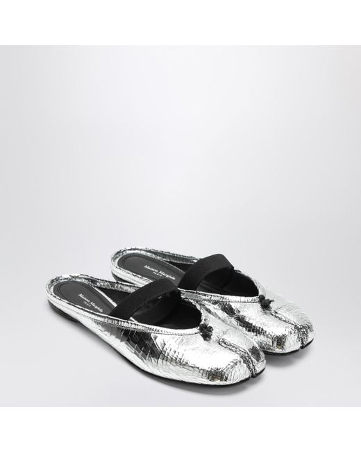 Maison Margiela White Mule Tabi Broken Mirror Silver