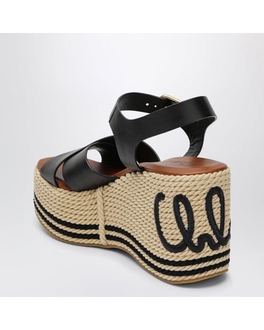 Chloé Black Sand Wedge Sandals
