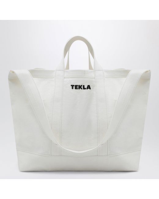 Tekla White Cotton Beach Bag