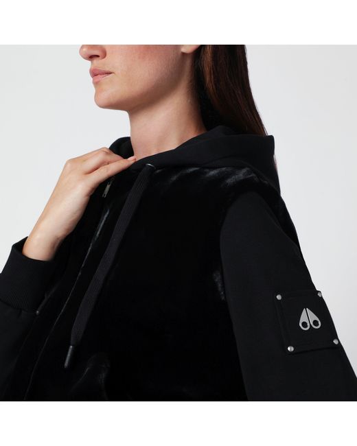 Moose Knuckles Black Rosylyn Bunny Cotton Hoodie