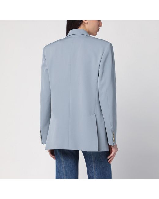 Stella McCartney Blue Light Wool Double-Breasted Jacket