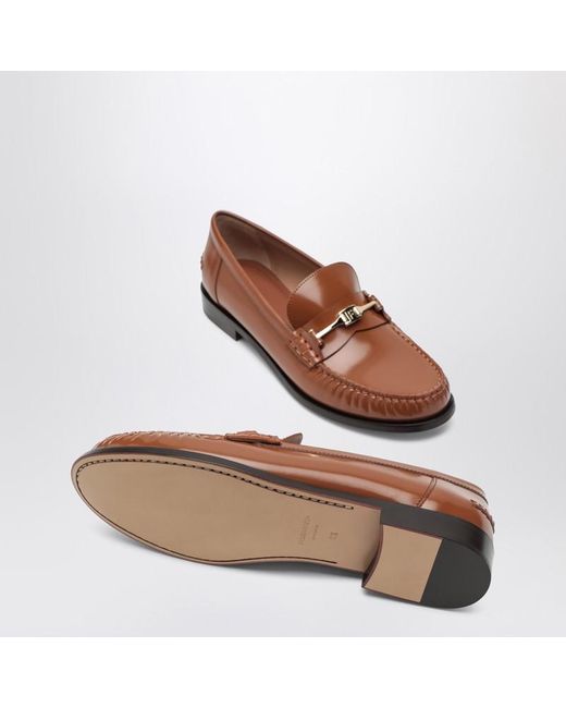 Ferragamo Brown Moccasin With Chain New Vara Colour Leather