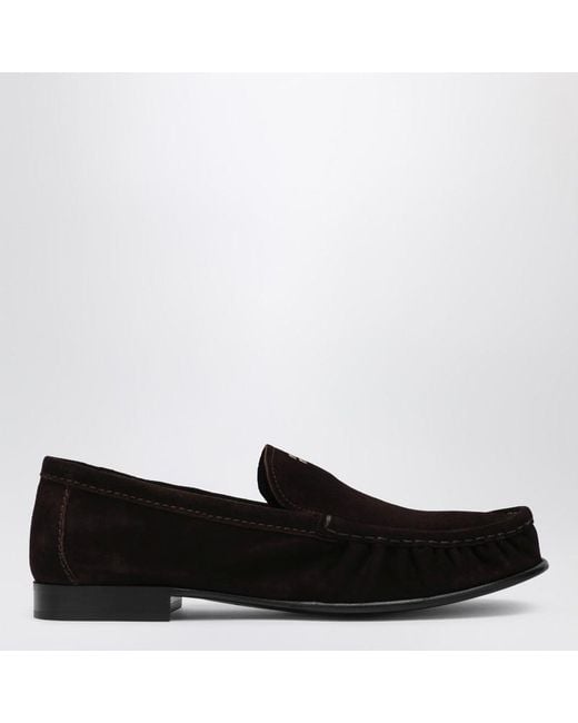 Mocassini marroni in pelle scamosciata di Miu Miu in Black