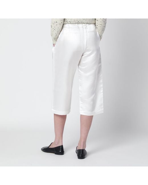 Cordera White Linen-Blend Satin Bermuda Shorts