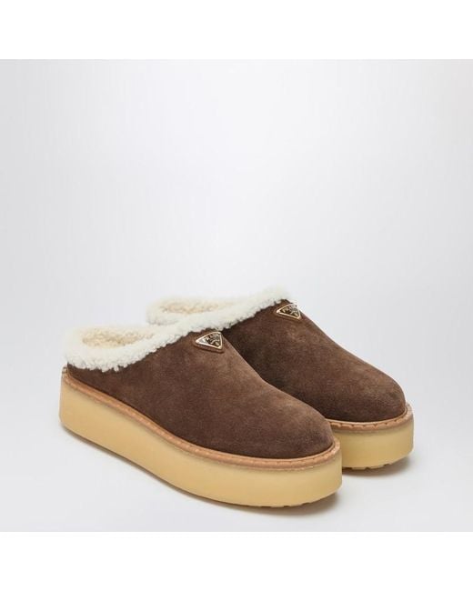 Prada Brown Cacao Colored Suede Loafers