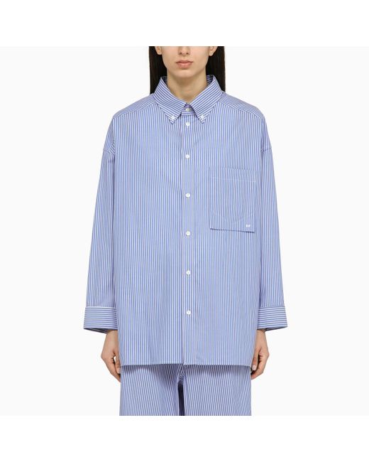 DARKPARK Blue /white Striped Cotton Button-down Shirt